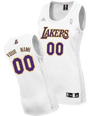 Women%27s Customized Los Angeles Lakers White Jersey->customized nba jersey->Custom Jersey